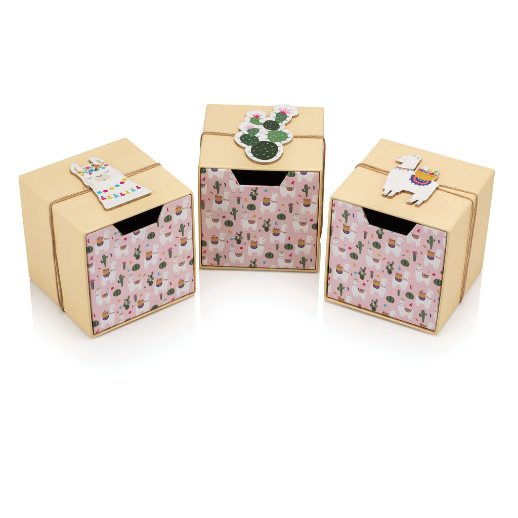 Llama Set of Cube Drawer Gift Boxes